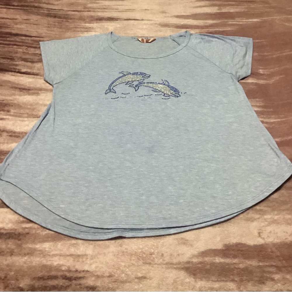 SJS Light Gray Kids Tee with Dolphin Print
